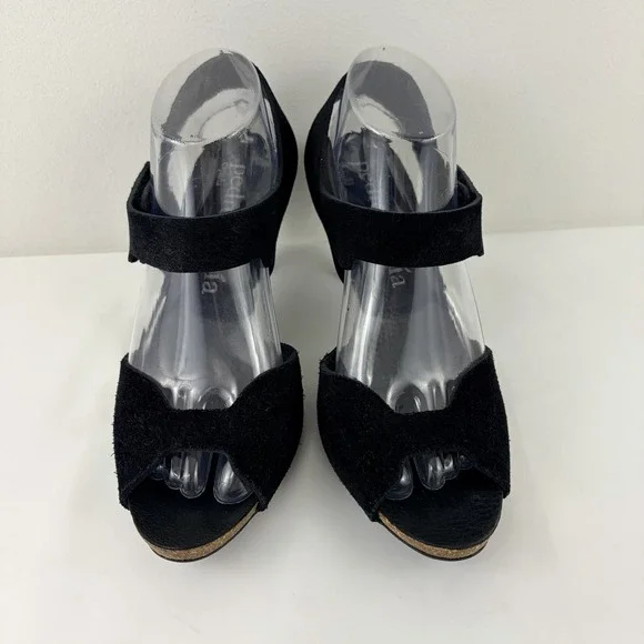 Pedro Garcia Black Suede Heels Sandals Womens EU 40 US 9 Ankle Strap Chic - Picture 2 of 10